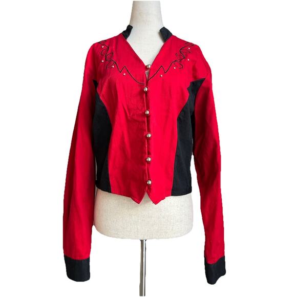 Vintage Banjo Western Embroidered Jacket Sz XL Stand Collar Cowgirl Rodeo - Picture 1 of 10